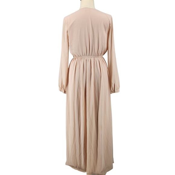 Lulus Wondrous Water Lilies Maxi Dress – Blush Pink Chiffon Romantic Chic XL - Picture 5 of 8